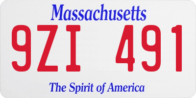 MA license plate 9ZI491