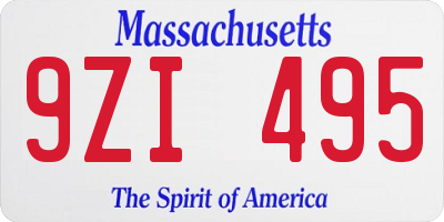 MA license plate 9ZI495