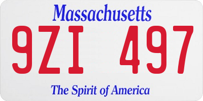 MA license plate 9ZI497