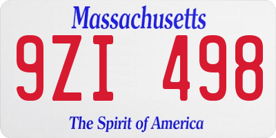 MA license plate 9ZI498