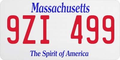 MA license plate 9ZI499