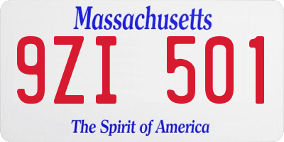 MA license plate 9ZI501