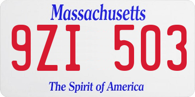 MA license plate 9ZI503