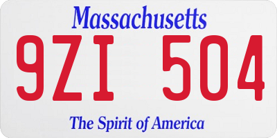 MA license plate 9ZI504