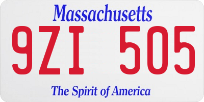 MA license plate 9ZI505