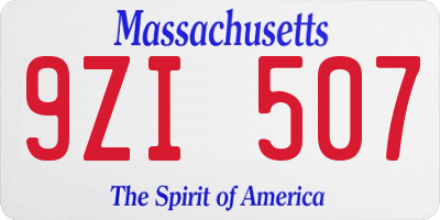 MA license plate 9ZI507