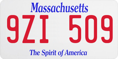 MA license plate 9ZI509