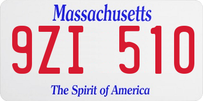 MA license plate 9ZI510