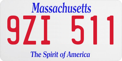 MA license plate 9ZI511