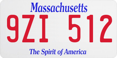 MA license plate 9ZI512