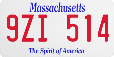 MA license plate 9ZI514