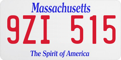 MA license plate 9ZI515