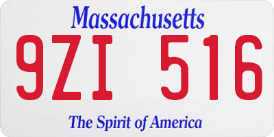 MA license plate 9ZI516