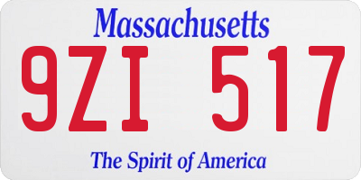 MA license plate 9ZI517