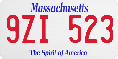 MA license plate 9ZI523