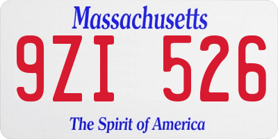 MA license plate 9ZI526
