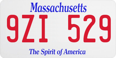 MA license plate 9ZI529