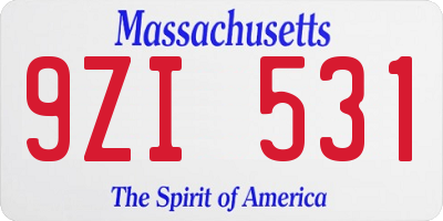 MA license plate 9ZI531
