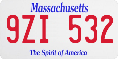 MA license plate 9ZI532