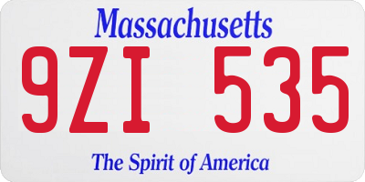 MA license plate 9ZI535