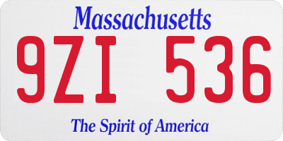 MA license plate 9ZI536