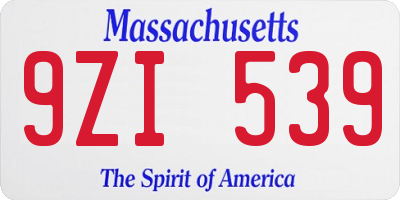 MA license plate 9ZI539
