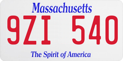 MA license plate 9ZI540