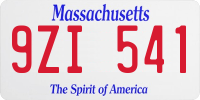 MA license plate 9ZI541