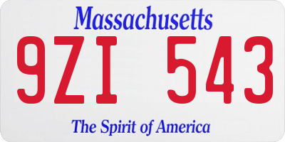 MA license plate 9ZI543