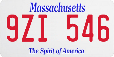 MA license plate 9ZI546