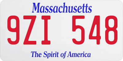 MA license plate 9ZI548