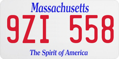 MA license plate 9ZI558