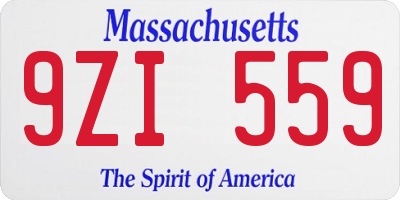 MA license plate 9ZI559