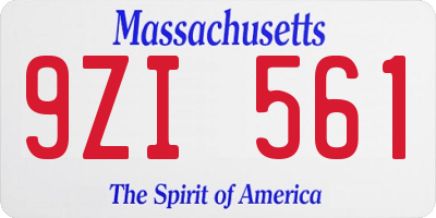 MA license plate 9ZI561