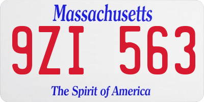 MA license plate 9ZI563