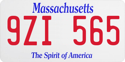 MA license plate 9ZI565