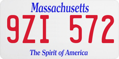 MA license plate 9ZI572