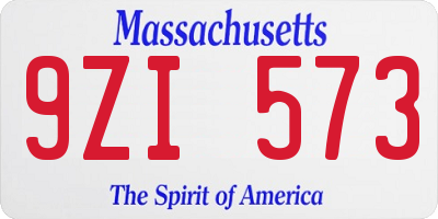 MA license plate 9ZI573