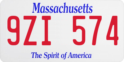 MA license plate 9ZI574