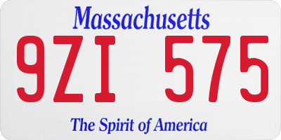 MA license plate 9ZI575