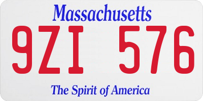 MA license plate 9ZI576