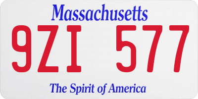 MA license plate 9ZI577
