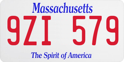 MA license plate 9ZI579