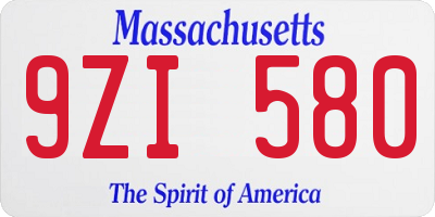 MA license plate 9ZI580