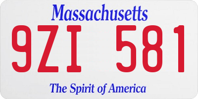 MA license plate 9ZI581