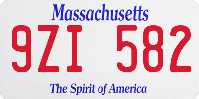 MA license plate 9ZI582