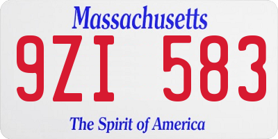 MA license plate 9ZI583