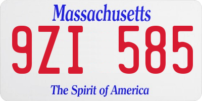 MA license plate 9ZI585