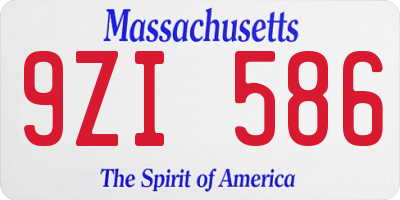 MA license plate 9ZI586