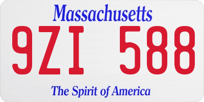 MA license plate 9ZI588